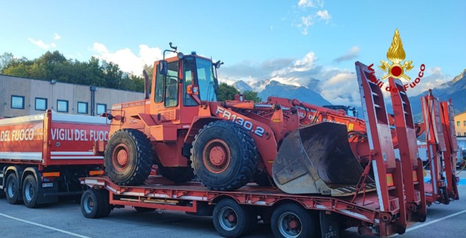 Alluvione Marche, la colonna mobile dei Vigili del fuoco veneti partita da Belluno
