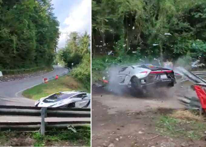 Supercar da un milione di euro abbatte il guard-rail a Pedavena e sfiora i commissari di gara