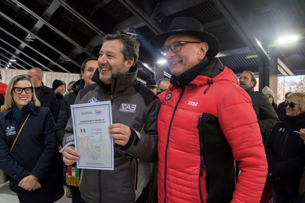 Salvini a Cortina, lo Sliding Centre ottiene l’omologazione internazionale