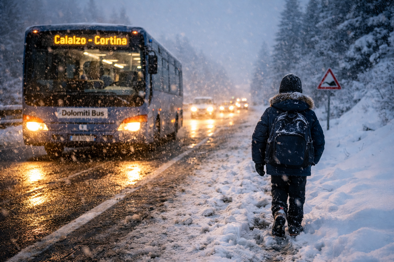 Cadore, 11enne senza biglietto viene lasciato sotto la neve: autista sospeso
