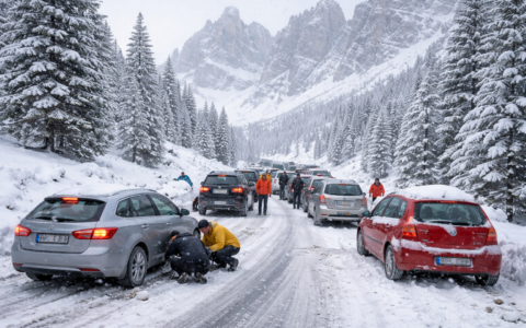 Traffico intenso e rallentamenti sui passi dolomitici: criticità al Falzarego e al San Pellegrino