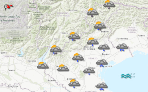 Shock termico nel Bellunese: neve fino ai fondovalle e allerta bufere in quota